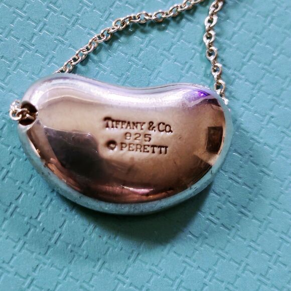 Vintage Tiffany & Co. Elsa Peretti Large 18mm Bean Silver Pendant Necklace 15” - Picture 4 of 7